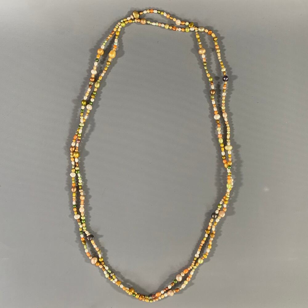 NO BRAND Orange Green Pearl Necklace